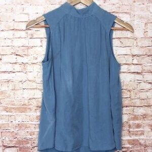 CLOTH & STONE Anthropologie High Neck Sleeveless Blouse Top Blue